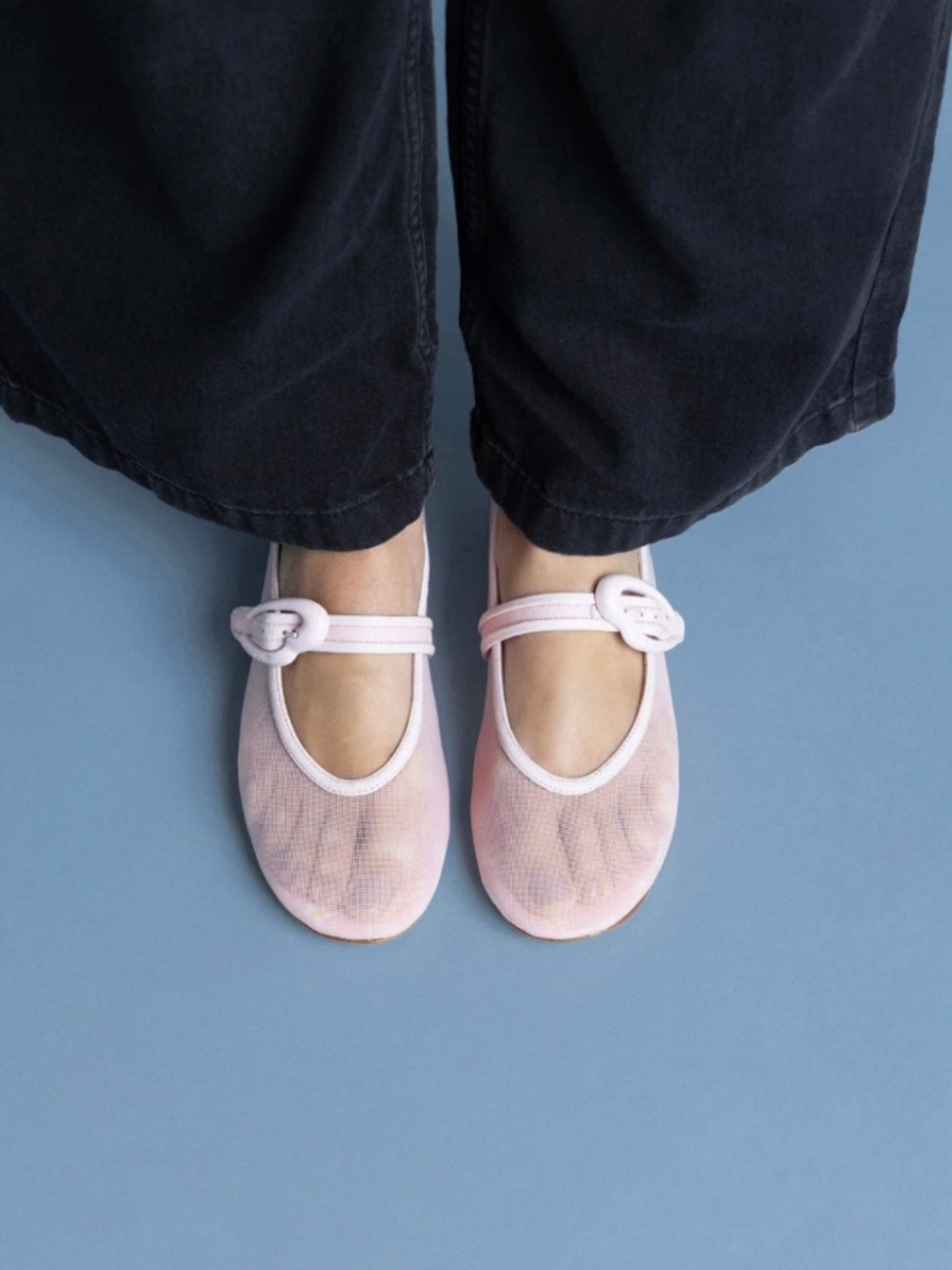 Verona Mesh Ballet Flat In Strawberry Cream Mesh and Leather